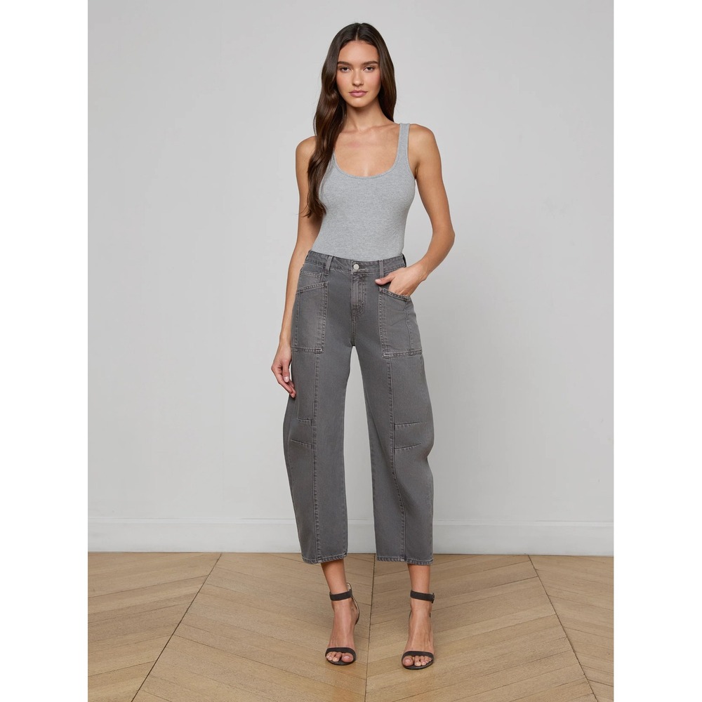 NWT L'AGENCE Ruth Straight High Rise Jeans Vintage Grey Premium Denim Luxury